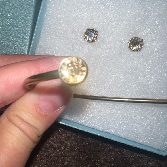 AUTHENTIC SWAROVSKI TOUCHSTONE CRYSTAL EARRINGS AND BANGLE - Picture 3 of 11